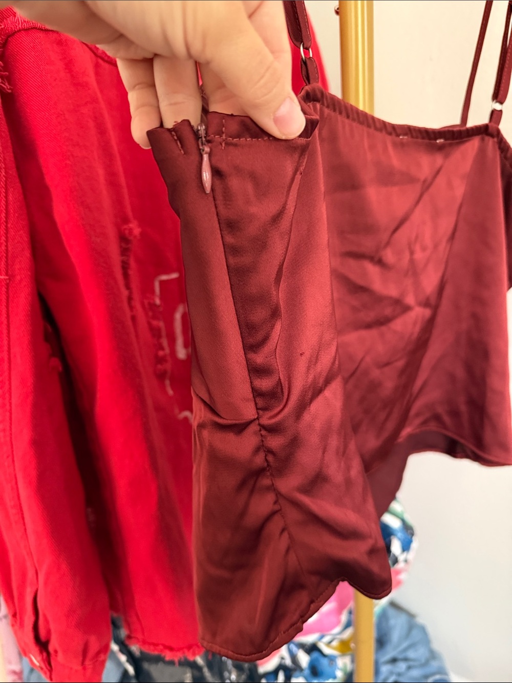 Twist-Front Satin Camisole in Wine - Picture 4 of 4